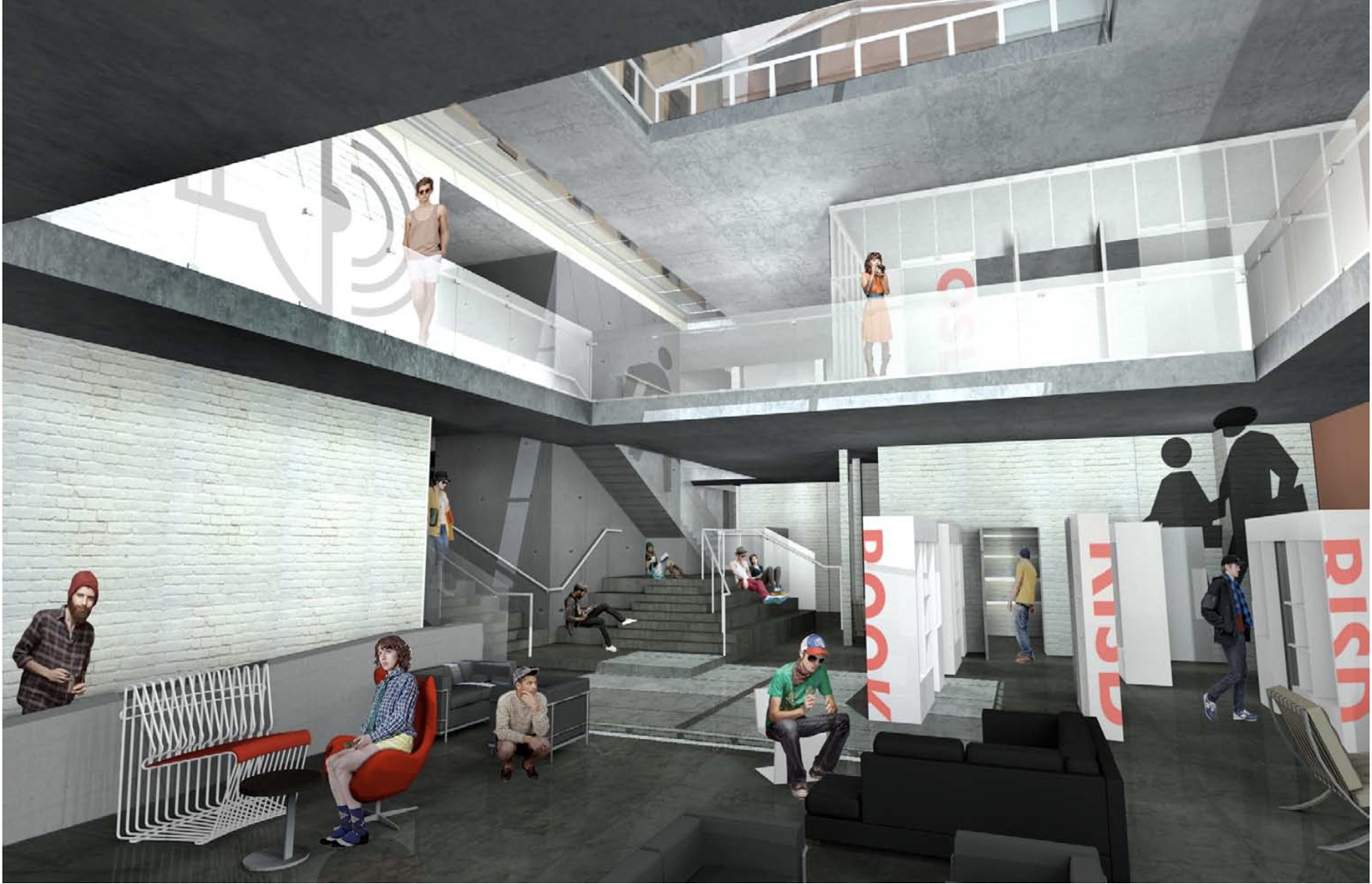 RISD: Student centre: atrium render