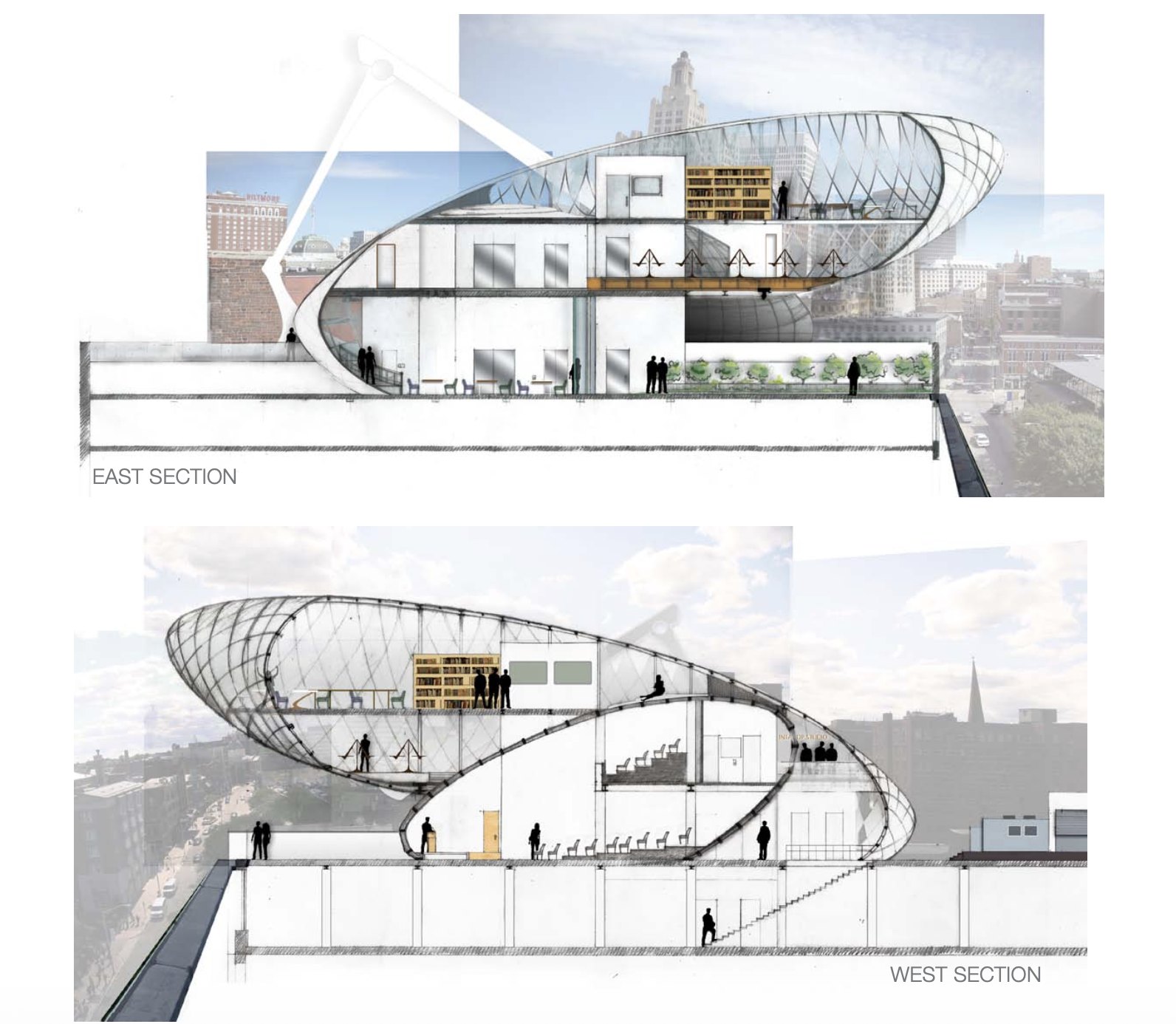 RISD: Adaptive reuse: east and west sections of the rooftop addition